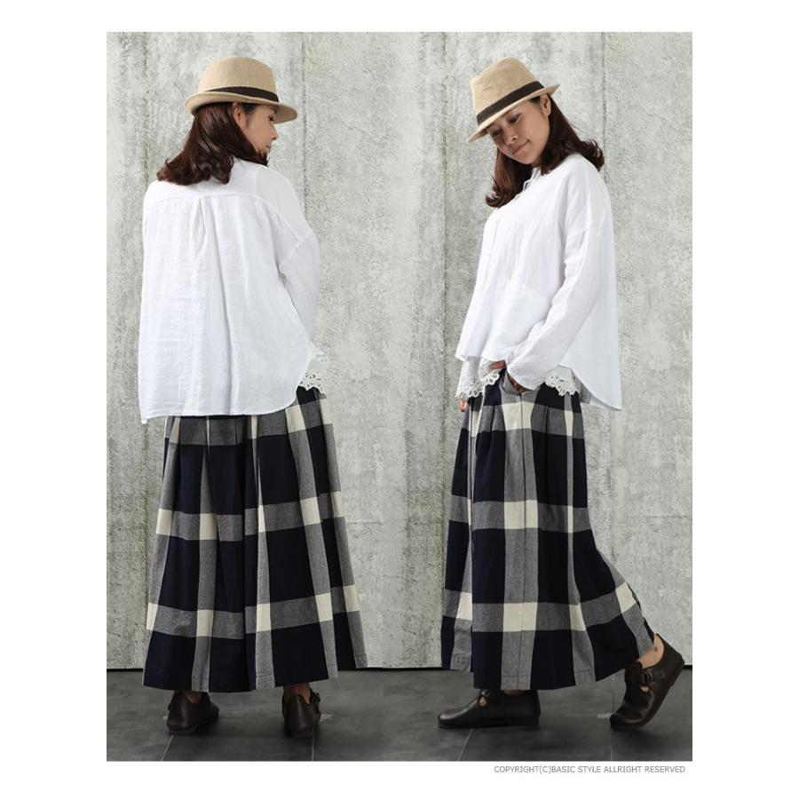 パンツ 春夏 ワイドパンツ レディース チェック柄 綿100
