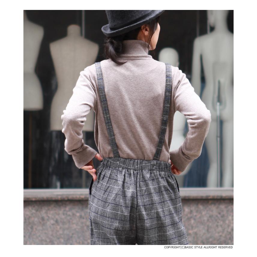パンツ レディース 秋冬 サスペンダー 取り外し可能 テーパード