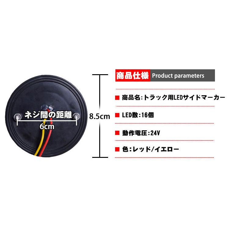 サイドマーカー 16LED 24V対応 スモール/ブレーキ 切替式 トラック