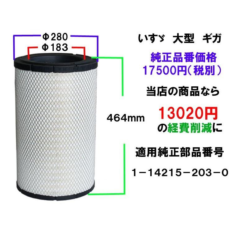 いすゞ ギガ エアフィルター 1-14215-203-0 他 互換品 大型 トラック用