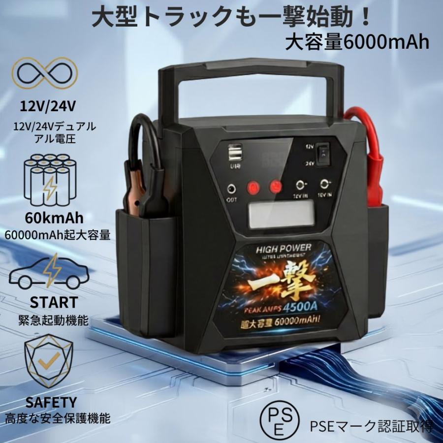 ジャンプスターター 12V 24V 対応 60000mAh 大容量 トラック 大型車