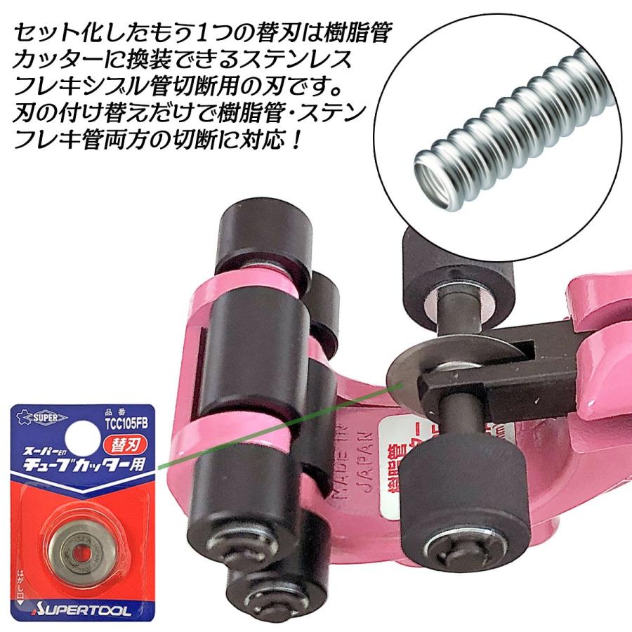 スーパーツール 樹脂管カッター ステンフレキ管用替刃セット 8mm~32mm 架橋ポリエチレン管 ポリブテン管 チューブカッター 水道 配管 設備 空調 SUPERTOOL｜bstl｜03