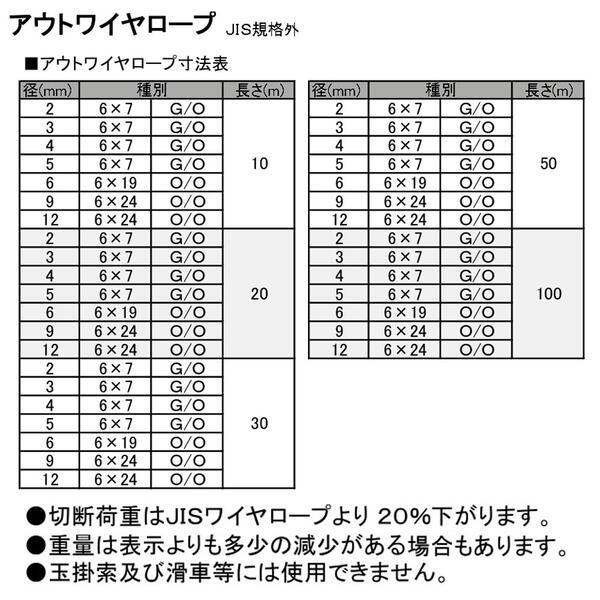 大洋製器工業 TAIYO アウトワイヤロープ 6x7 G/O φ4mm 10M 固定 大洋製器工業 TAIYO アウトワイヤロープ 6x7 G/O φ4mm 10M 固定