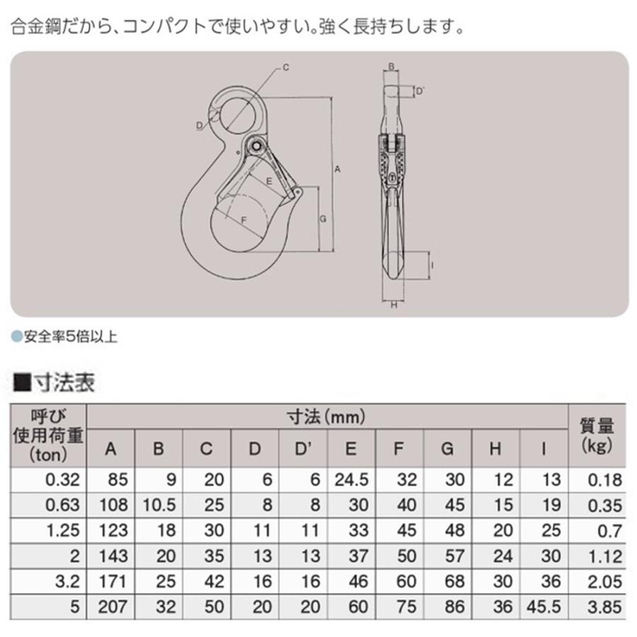 大洋製器工業 Vフック 使用荷重0.32t セーフティラッチ付