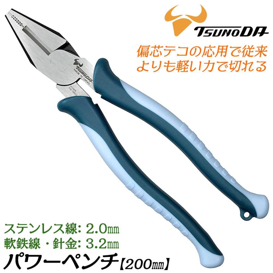 ツノダ TTC パワーペンチ 200mm 偏芯タイプ 軽量化 ストラップ