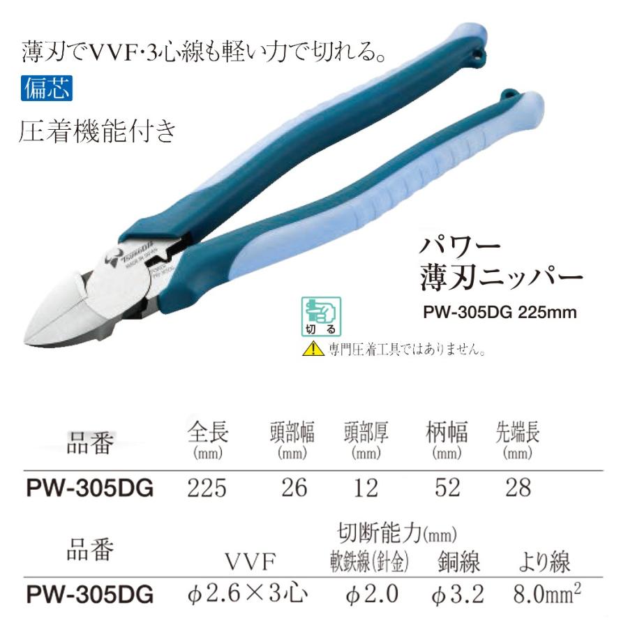 ツノダ TTC パワー薄刃ニッパー 225mm 偏芯タイプ 簡易圧着機能 ツノダ TTC パワー薄刃ニッパー 225mm 偏芯タイプ 簡易圧着機能