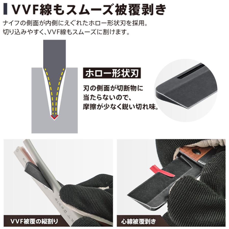 TTC 電工セーフティナイフ 木柄グリップ ホロー刃 刃長72mm