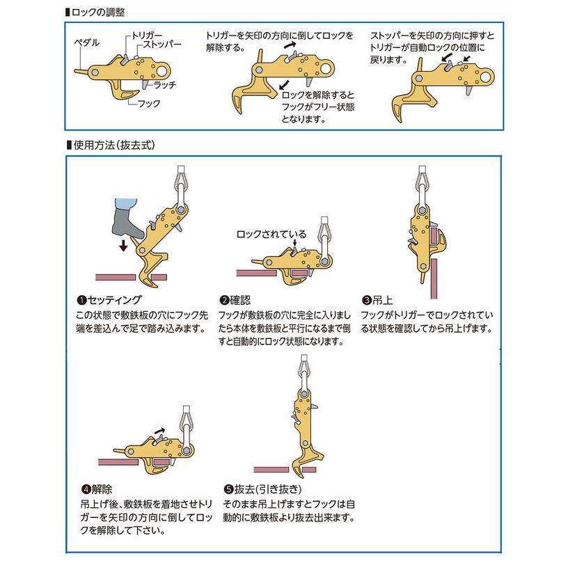 スーパーツール スーパーフットロック 3t用 敷鉄板 抜去式 敷設 撤去作業 セッティング 吊り上げ 引き抜き ロック調整可能 日本製 SDH3 SUPERTOOL｜bstl｜02