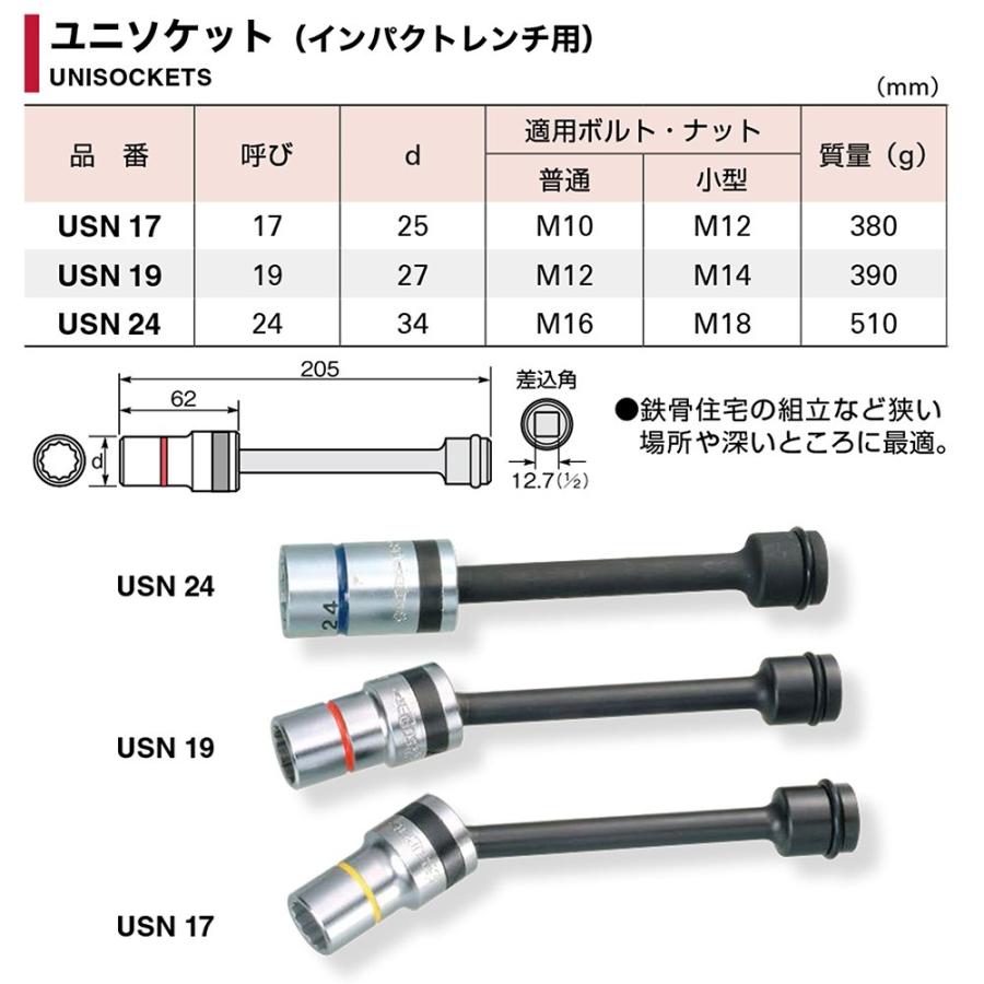 スーパーツール 首振り型 ソケット ユニソケット 19mm インパクト