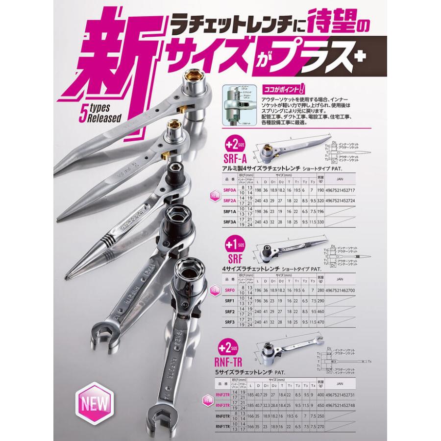 SUPER TOOL スーパーツール 4サイズラチェットレンチ 8x10x13x14mm