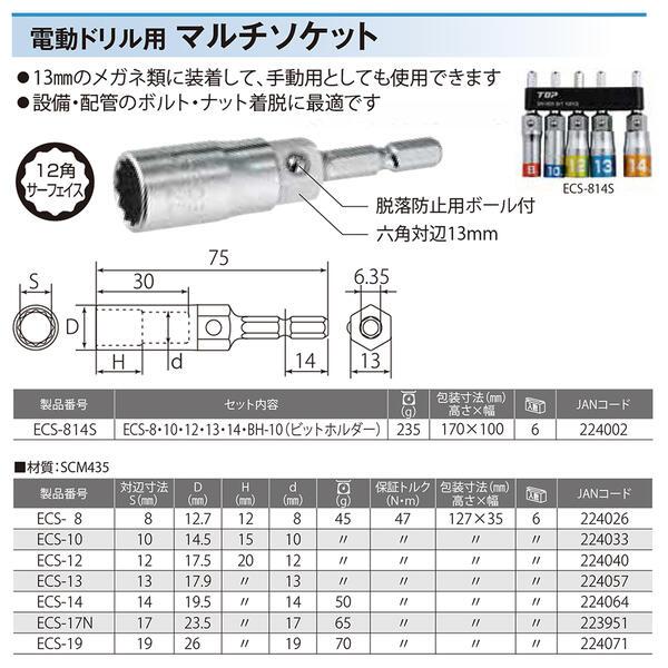 TOP（トップ） トップ工業 電動・手動兼用 マルチソケット 19mm 設備