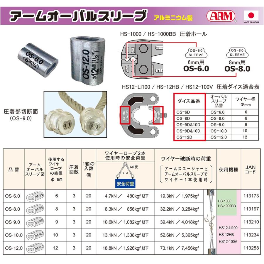 アーム産業 【6.0mm】オーバルスリーブ スエージャー かしめ アーム産業 【6.0mm】オーバルスリーブ スエージャー かしめ