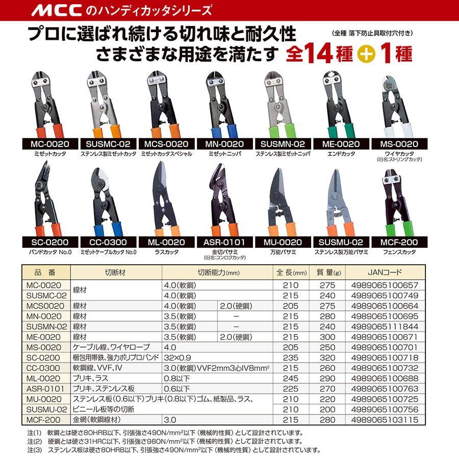 MCC ミゼットニッパー 斜刃タイプ ミニカッター 番線カッター MCC ミゼットニッパー 斜刃タイプ ミニカッター 番線カッター