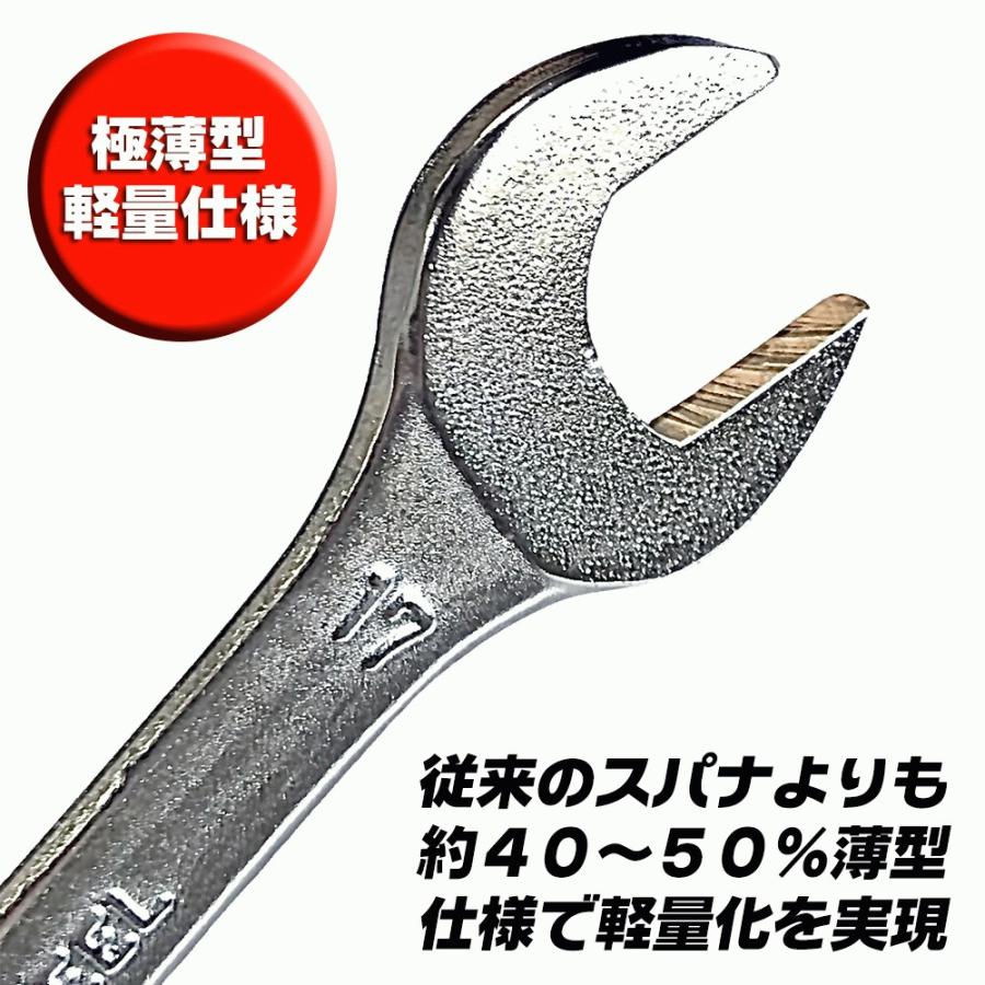 CRAB 極薄スパナ 13mmx15mm 軽量仕様 薄型形状 両口スパナ 狭所作業