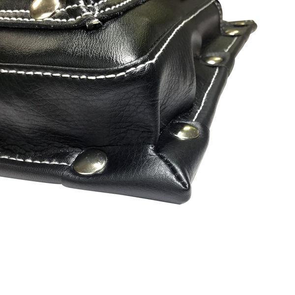 極匠 黒革 本牛革 仮枠釘袋 鋲止めタイプ ブラック 二重縫製