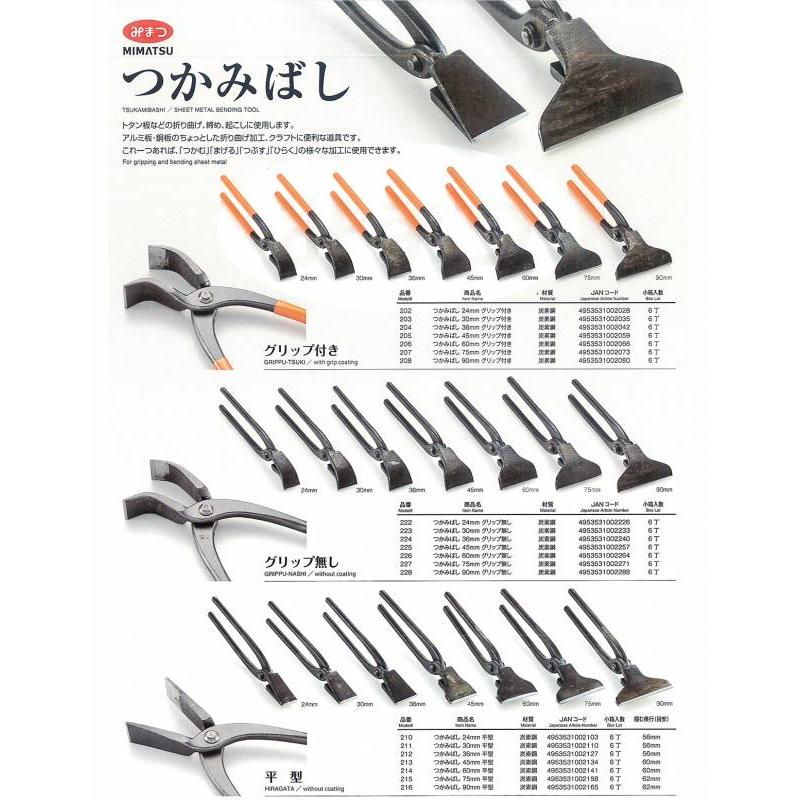 金鹿工具製作所 つかみばし 75mm 板板金工具 トタン板 ステンレス板