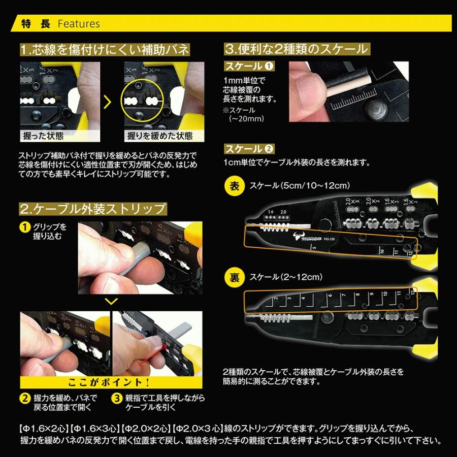 ツノダ TTC リングスリーブ圧着工具 VA線ストリッパーセット 電工技能