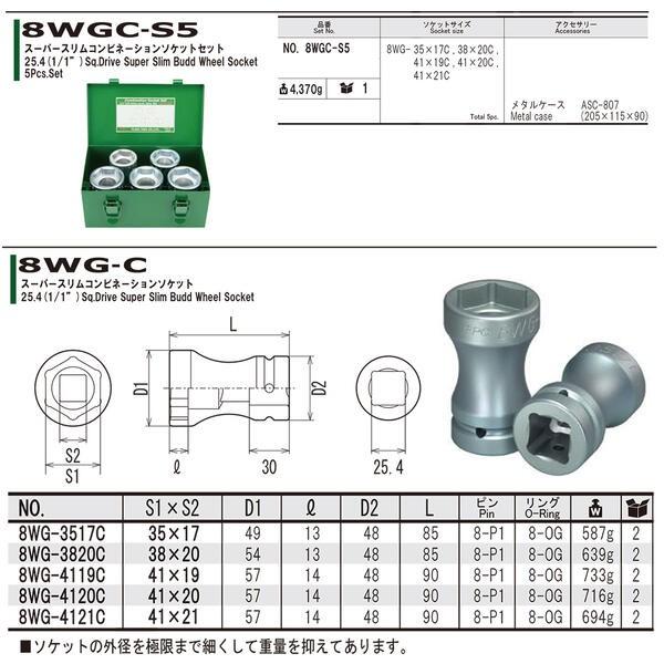 FPC インパクトレンチ用 コンビネーションソケットセット 5点 差