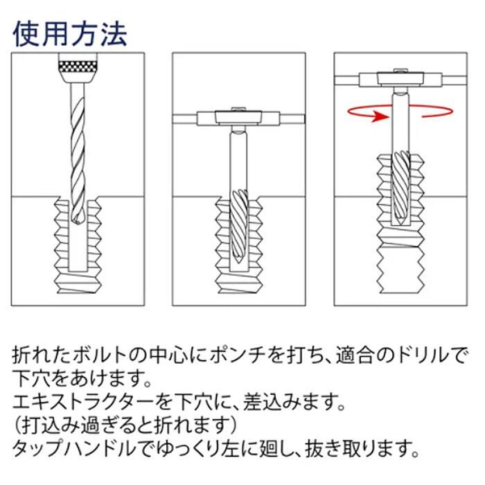 ライト精機 角型エキストラクター 8~11mmボルト対応 折れボルト抜き 右ネジ左ネジ兼用設計 折れたボルト 抜き取り 取り外し ボルトブレーカー #803S LIGHT｜bstl｜02