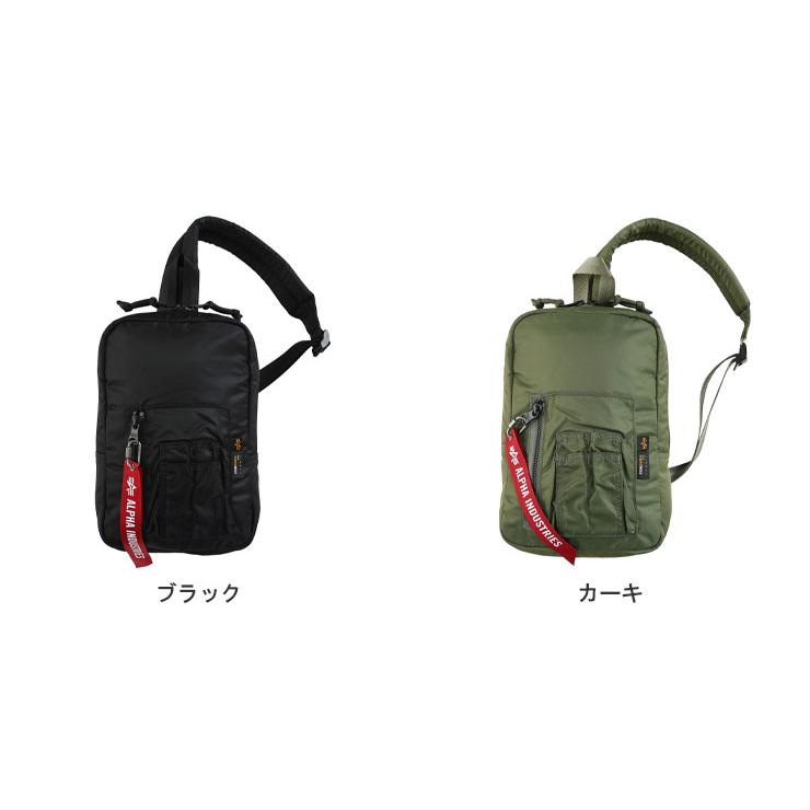 ワンショルダーバッグ 大きいサイズ メンズ ポケット ジップ ショルダー ボディバッグ ブラック/カーキ ALPHA INDUSTRIES INC (アルファインダストリーズ)｜btclub｜02