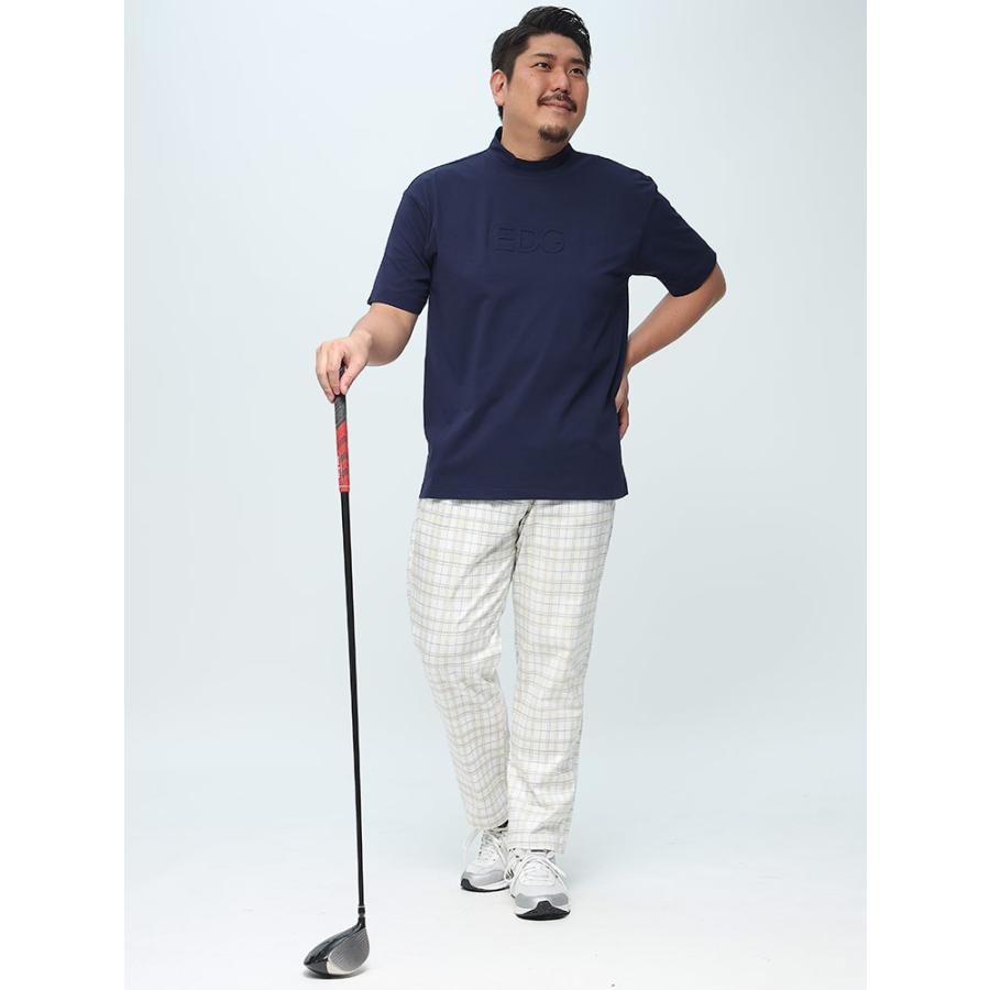 半袖 Tシャツ 大きいサイズ メンズ エンボスロゴ モックネック スポーツ ゴルフ ネイビー 2L-4L EDWIN GOLF エドウィンゴルフ｜btclub｜09