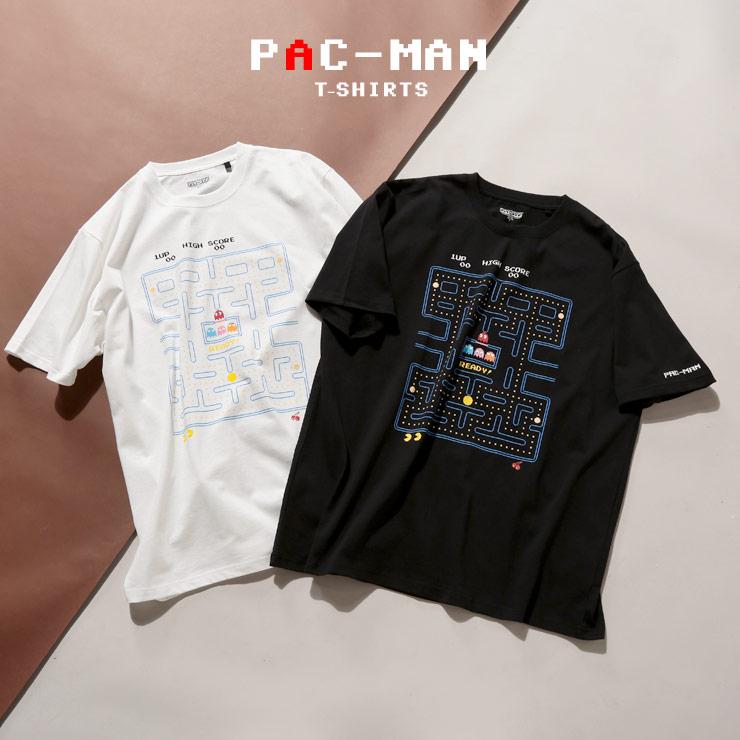 半袖 Tシャツ 大きいサイズ メンズ 綿100 メイズプリント クルーネック 刺繍 キャラクター Pac Man パックマン 大きいサイズのサカゼン 通販 Paypayモール