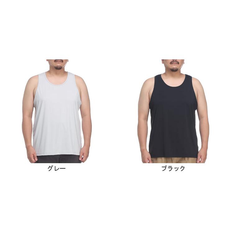 タンクトップ 大きいサイズ メンズ 快ラクWEAR 接触冷感 メッシュ Uネック Tシャツ インナー ノースリーブ グレー/ブラック 3L-9L相当 B＆T CLUB｜btclub｜11