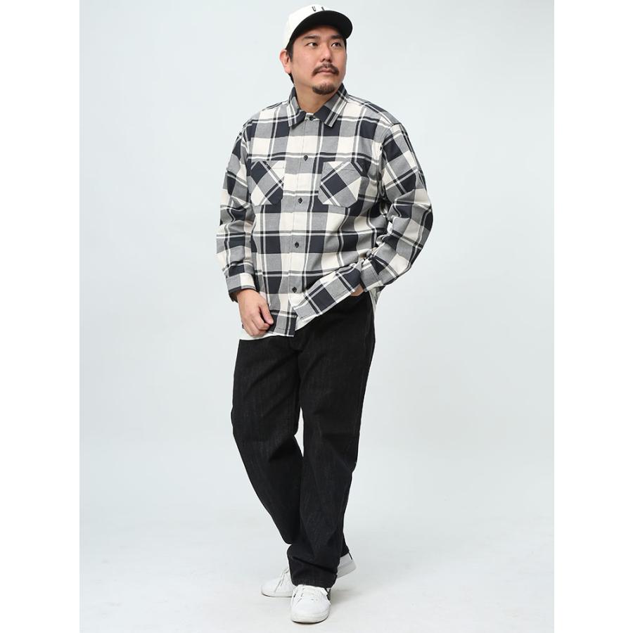 ワークシャツ GENUINE DICKIES ジェニュインディッキーズ 3L 4L 5L ブラック ネイビー コットン チェック柄 ポケット 長袖 大きいサイズ メンズ｜btclub｜09