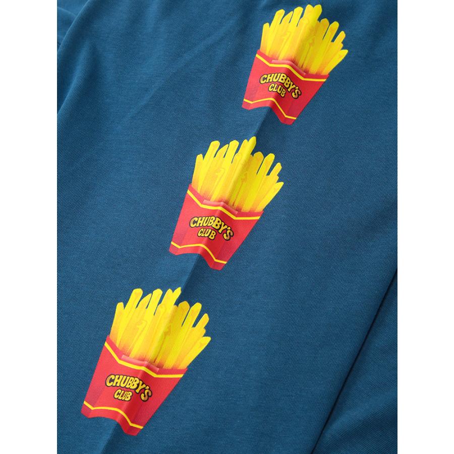 長袖 Tシャツ メンズ 大きいサイズ ハンバーガー × ポテト プリント 
