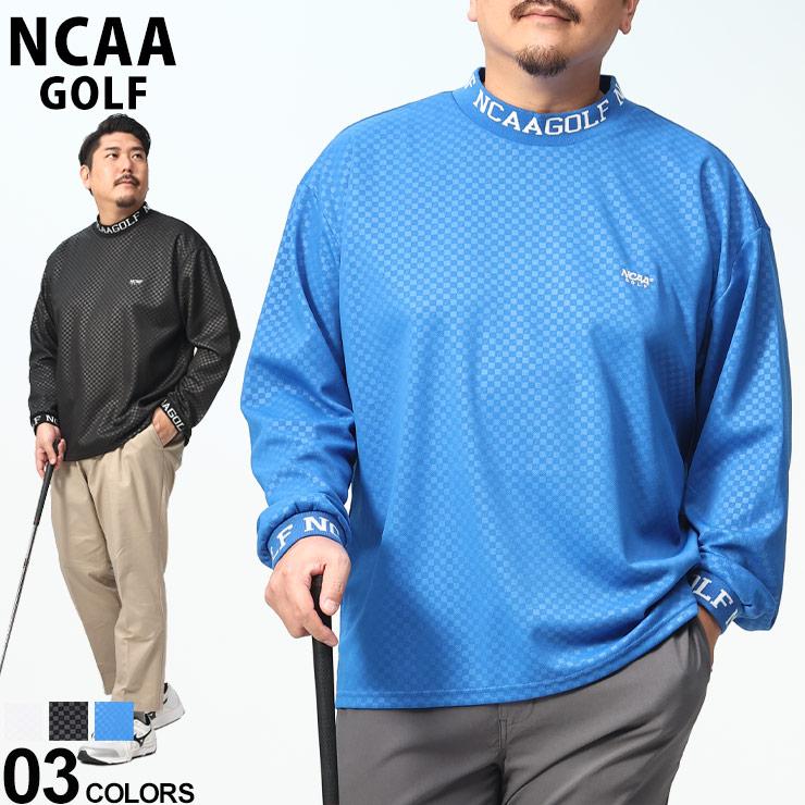 シャツ 長袖 メンズ 大きいサイズ ゴルフ チェック柄 エンボス モック