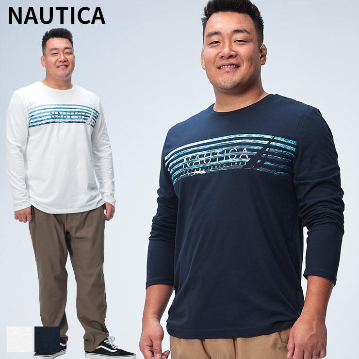 グラフィッツァ 長袖Tシャツ 2L NAUTICA（ノーティカ） Tシャツ 長袖 メンズ 大きいサイズ ラインロゴ
