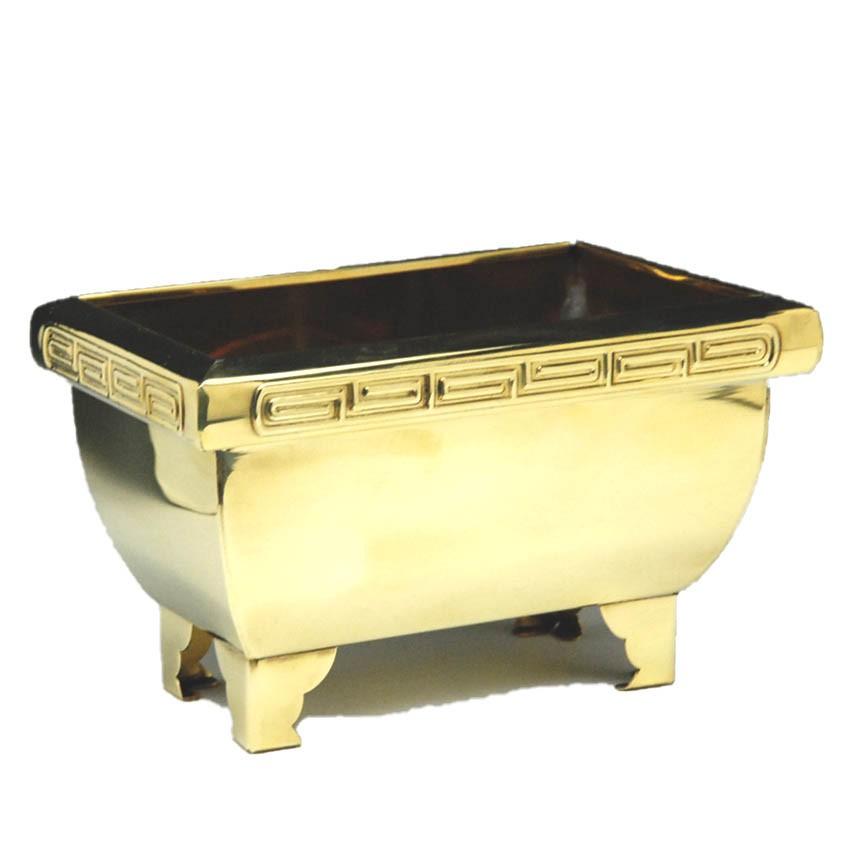 板角香炉 真鍮板製 板角香呂六寸磨仕上 6寸 幅約18cm 寝かせる香炉