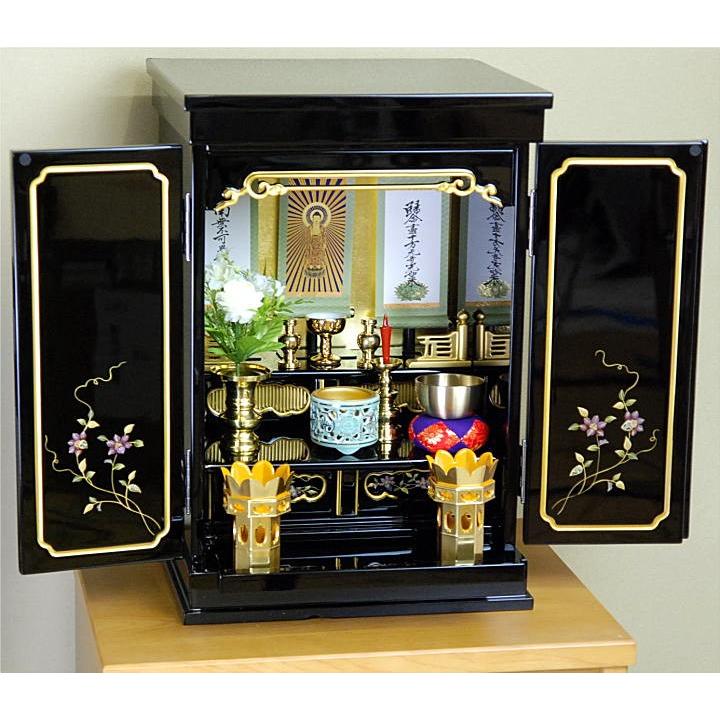 仏壇 鉄仙I 16号 漆芸 金仏壇 黒塗り 上置型 ミニ仏壇 小型 : ハセガワ