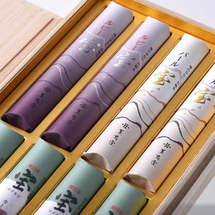 線香 贈答用 桐箱入 進物線香 宝 マイルドアソート 3種の香り 8把入