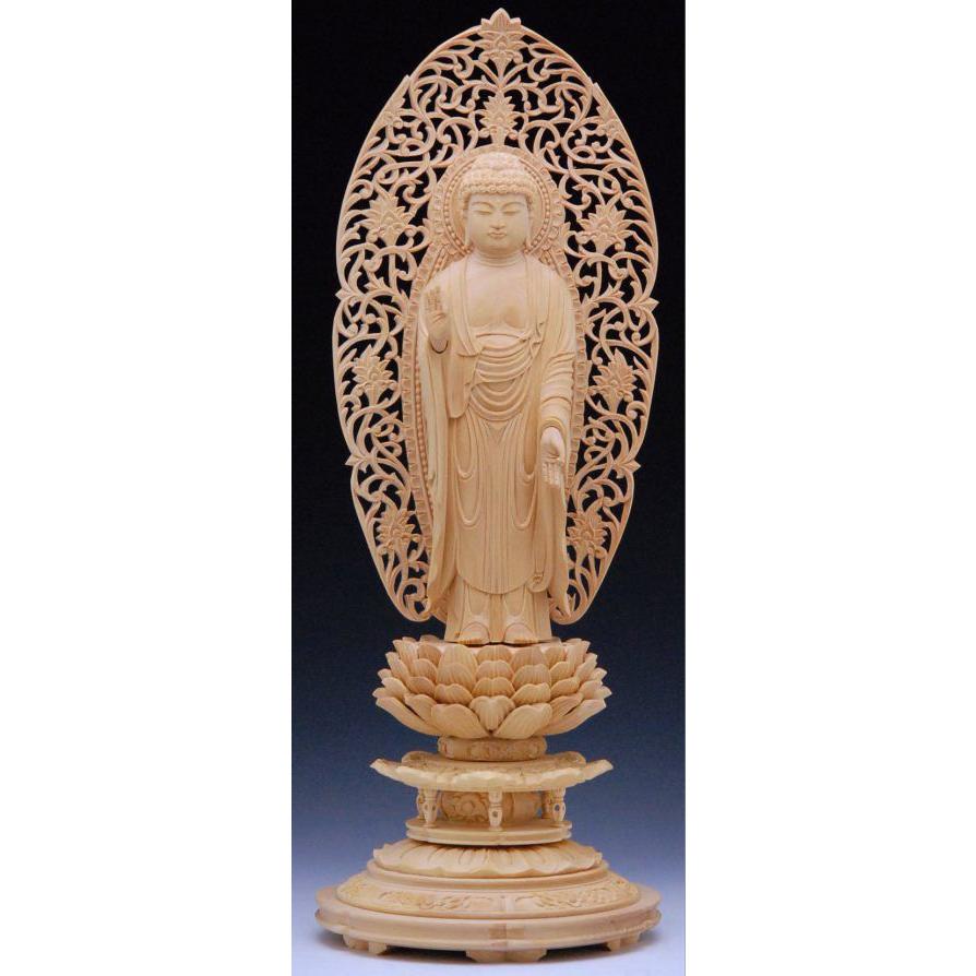 仏像小さくても綺麗に彫られたミニ仏像浄土宗向上等品蓮華丸座舟弥陀