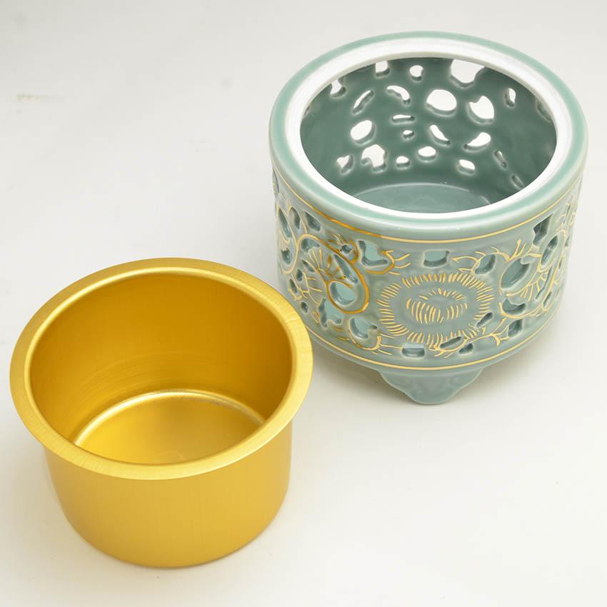 透かし香炉(真宗大谷派用)金付 3.5号 /仏具用品_葬儀_お葬式_ 透かし香炉(真宗大谷派用)金付 3.5号 /仏具用品_葬儀_お葬式_