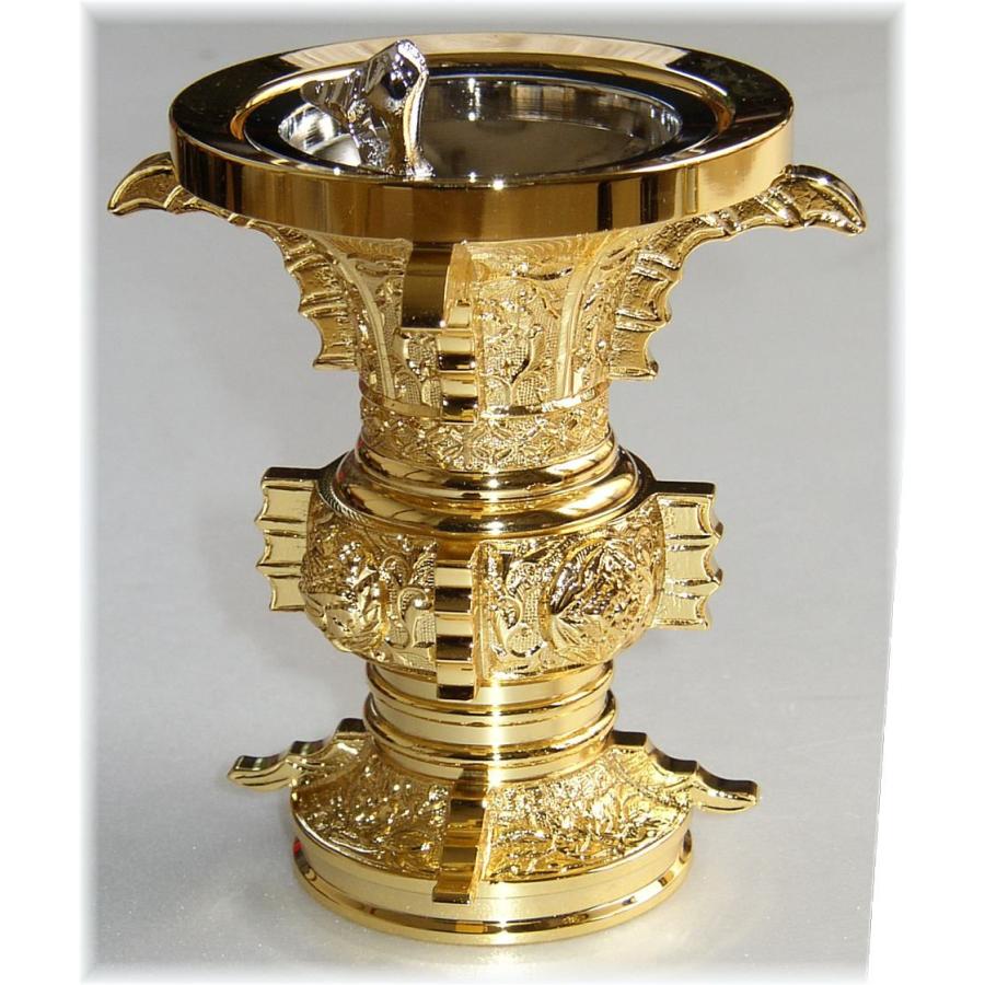 丸型四鰭花立本山彫本金メッキ仕上3.5号 : ハセガワ仏壇 - 通販 丸型四鰭花立本山彫本金メッキ仕上3.5号 : ハセガワ仏壇 - 通販