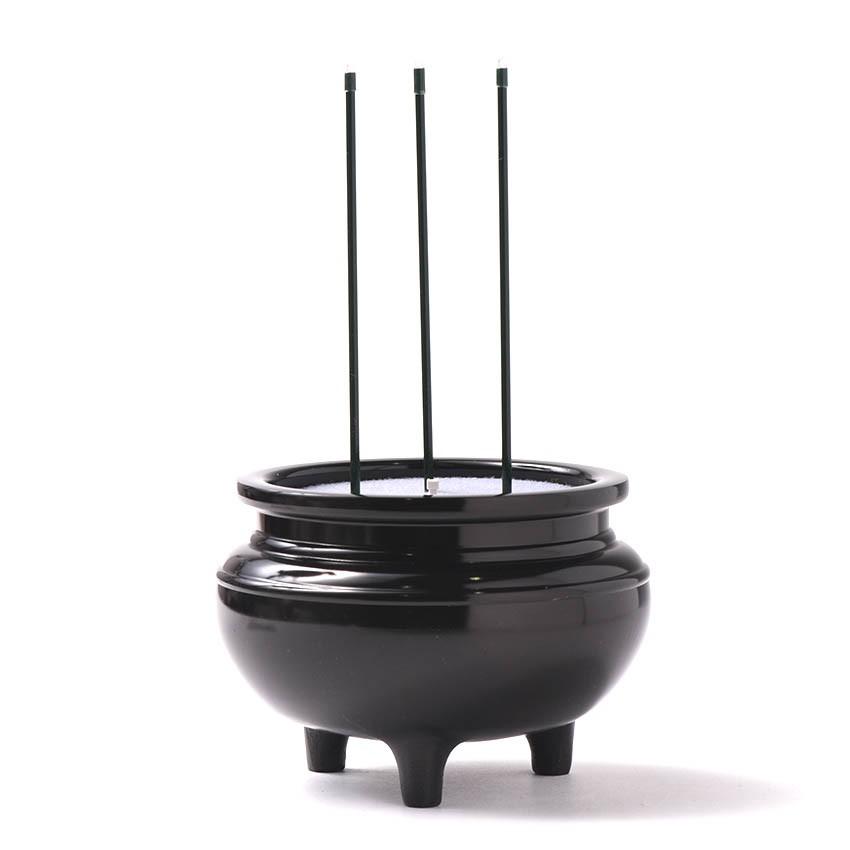 電子線香 3本立(3寸)真鍮製香炉付うるみ色乾電池式電気線香NEWサン