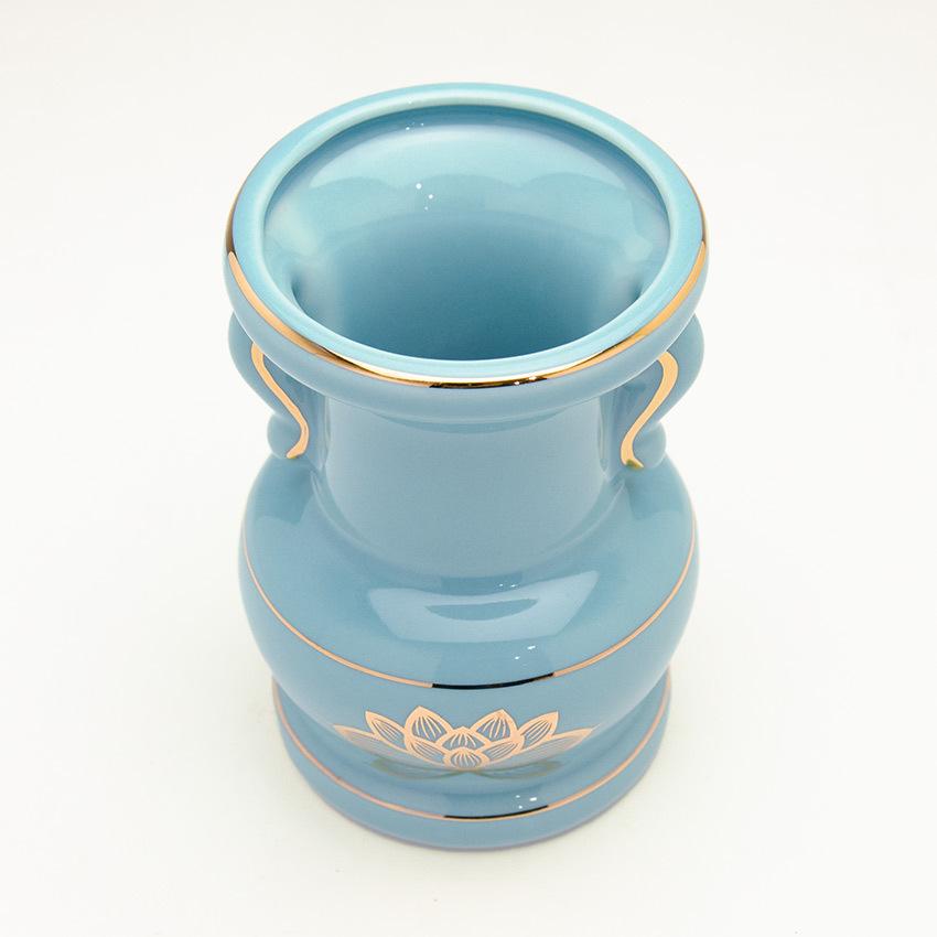 花瓶 青磁上金蓮 大玉仏花 花立 3.5寸 陶器製 青磁色 3.5号 仏花 佛花