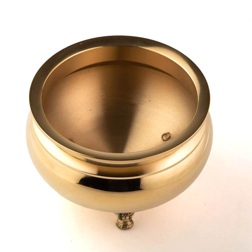 香呂 香炉 真鍮製 机上香呂 丸型 磨仕上 5号 和印 胴径約15cm 各