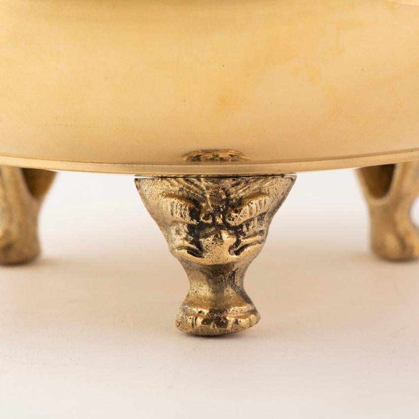 香呂 香炉 真鍮製 机上香呂 丸型 磨仕上 5号 和印 胴径約15cm 各宗派用