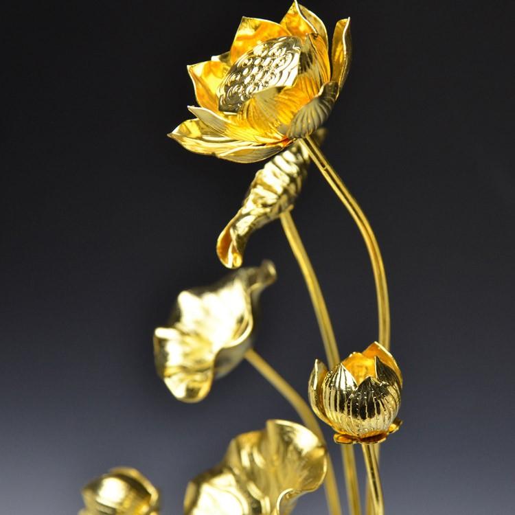 常花 仏壇用 金色の 蓮の花 小常花 真鍮製 金色7号9本立(1対 常花 仏壇用 金色の 蓮の花 小常花 真鍮製 金色7号9本立(1対