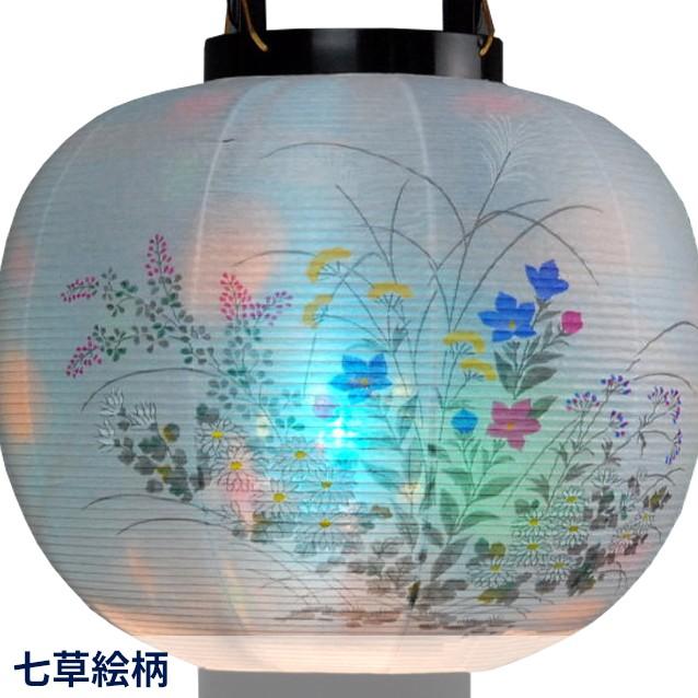 盆提灯 回転提灯 あす着く 新盆提灯 1対入セット K-1 (芙蓉・七草絵柄) 紙張(ビニロン) 回転灯付 送料無料 お急ぎ出荷対応品 初盆 御供 贈答用｜btdn｜05