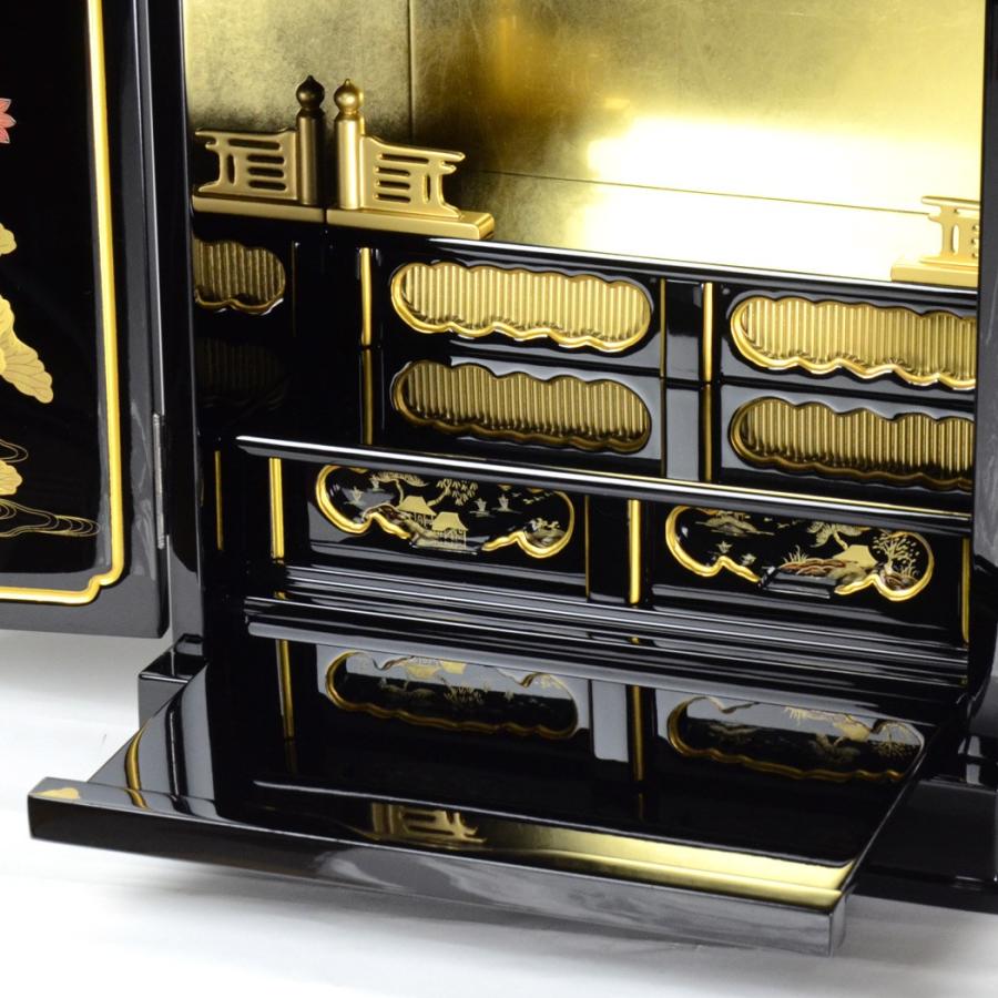 仏壇上置ミニ仏壇金蓮華18号 戸裏蒔絵入 塗豆仏壇 二枚戸