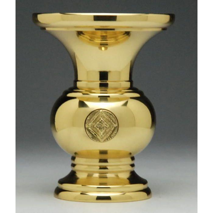 単品販売 京丸型花立東紋入3号磨き仕上 真宗大谷派（東）用仏具