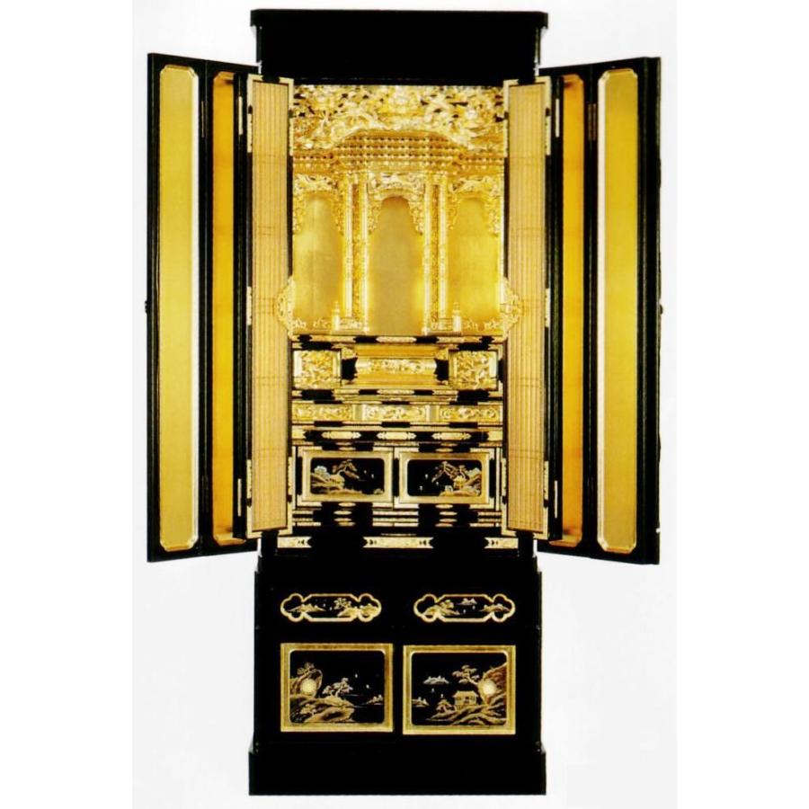 金仏壇： 京型高台みさと大阪欄間15号 金箔仏壇（仏具別