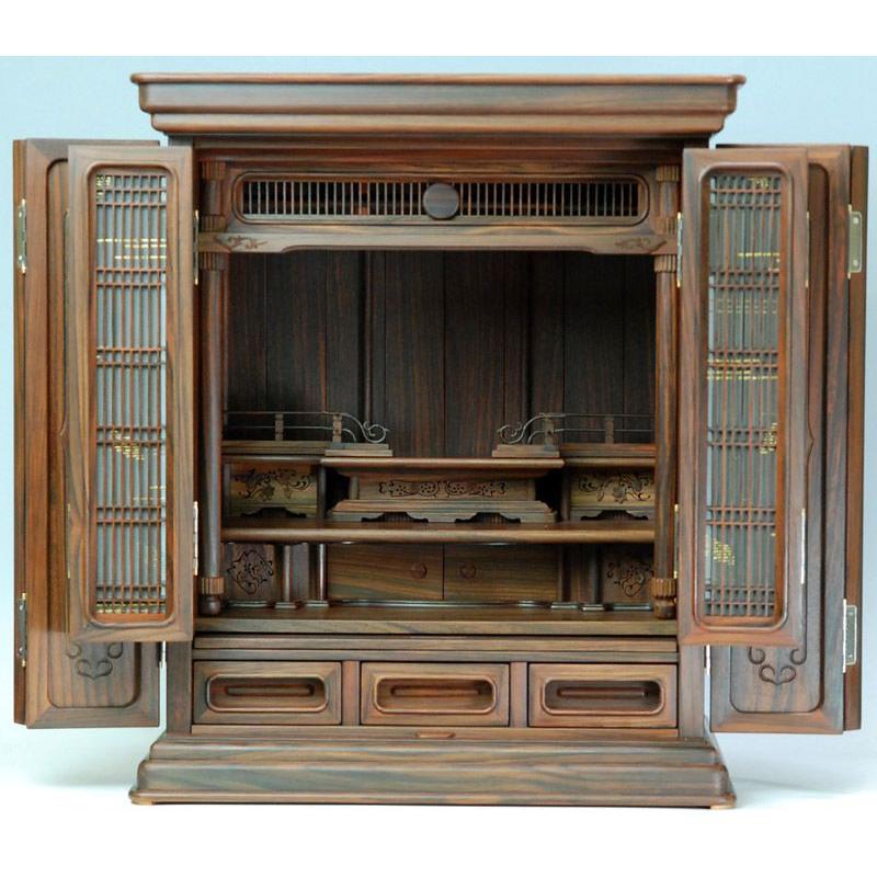 仏壇心美20号（15巾）紫檀総練古代仕上上置小型仏壇 : ハセガワ仏壇