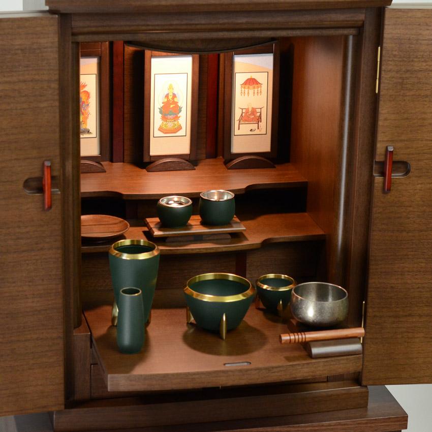 おしゃれな仏壇 モダン 仏壇 ジュピターNBL 14×18号 仏具セット付］ ウォールナット