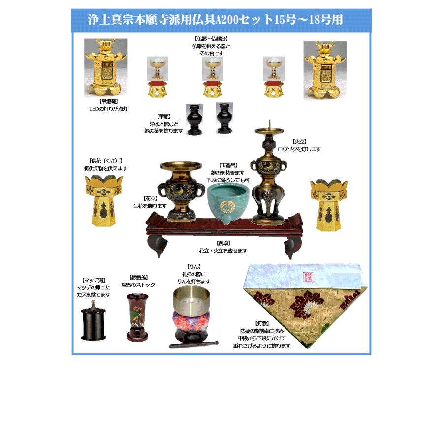 仏具セット浄土真宗本願寺派(門徒西)床置仏壇用(15号~18号 仏具セット浄土真宗本願寺派(門徒西)床置仏壇用(15号~18号