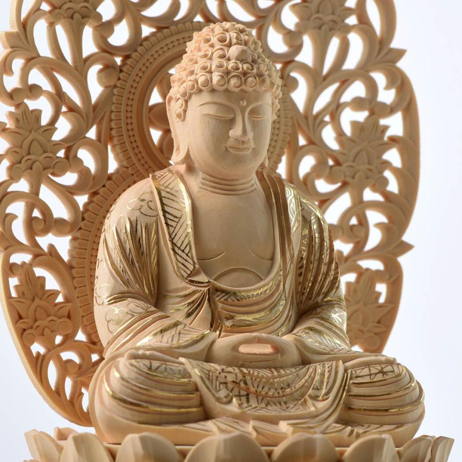 仏像 御本尊 総 柘植 つげ材 六角台座 2.0号 2寸 座像 金泥 [nsm